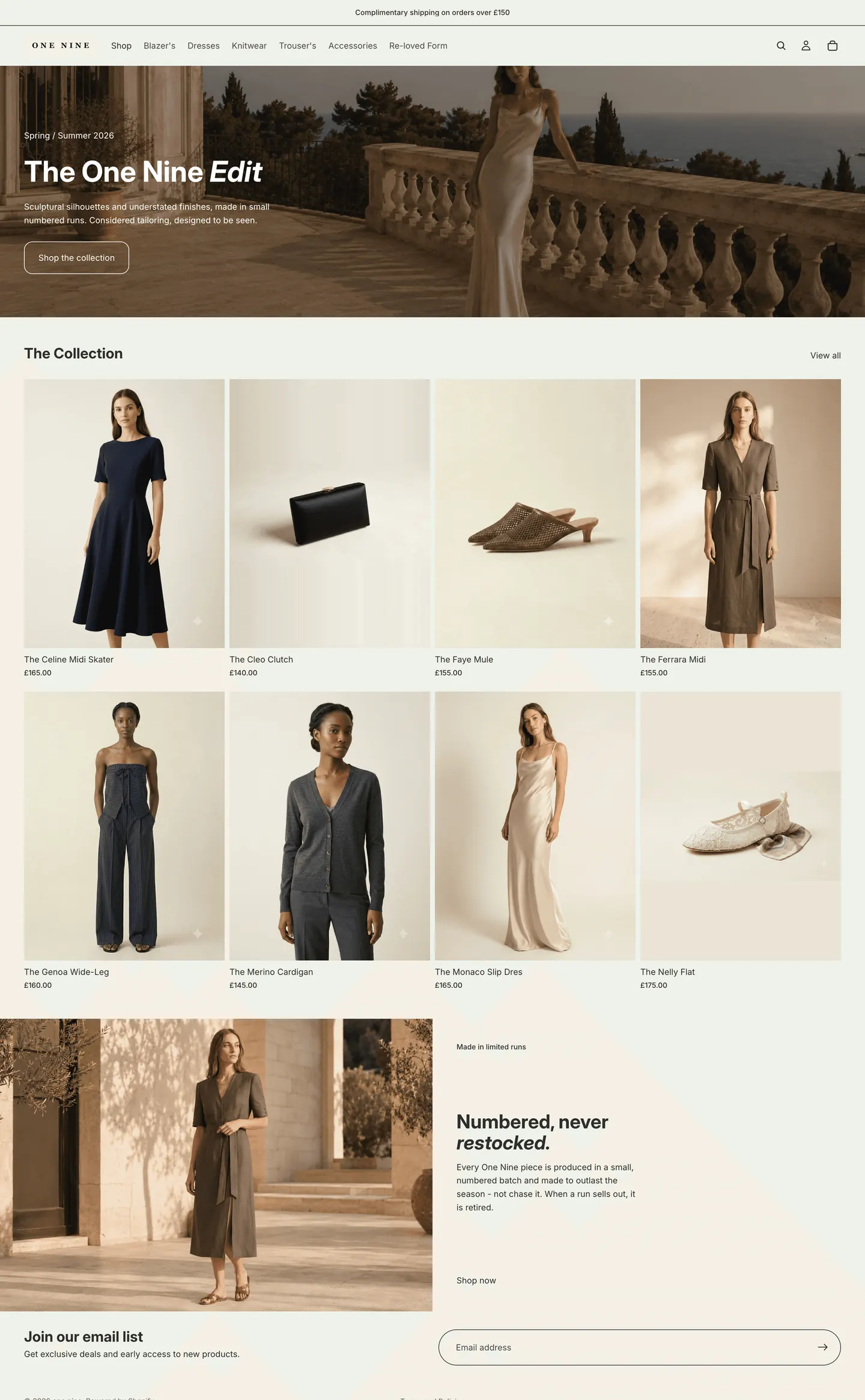The same brand's main Shopify store